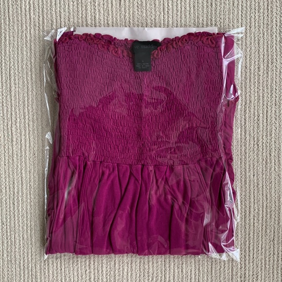 STEVE MADDEN Hot Pink Smocked Bodice Mini Dress with Pocket SIZE S - Picture 7 of 7